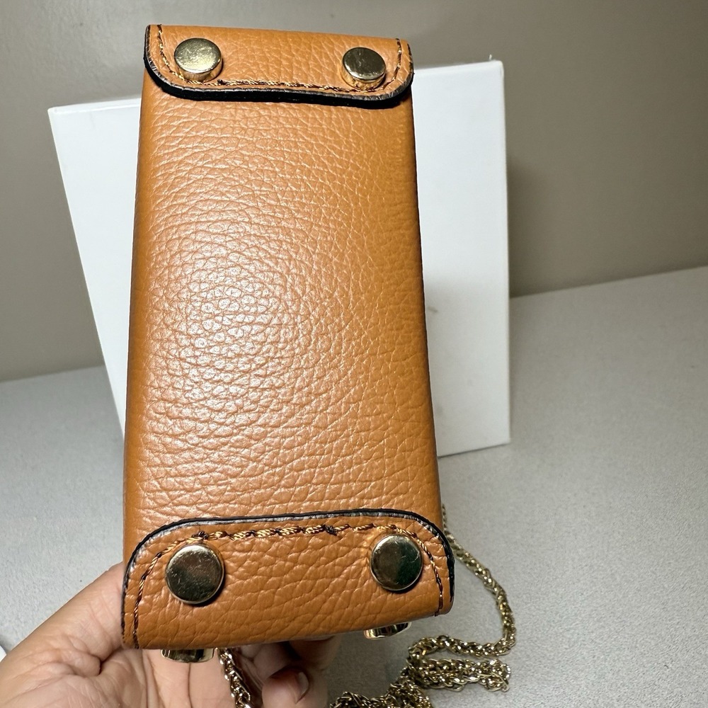 Cassette Barcelona‎ L'abeille Bumblebee Leather shoulder brown Mini Bag Gold Zip - Picture 4 of 12